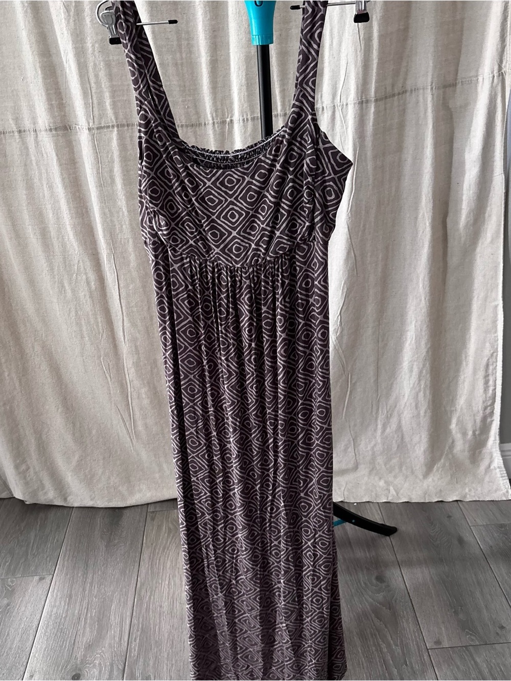 fresh produce brown Diamond-Print Sleeveless Maxi Dress